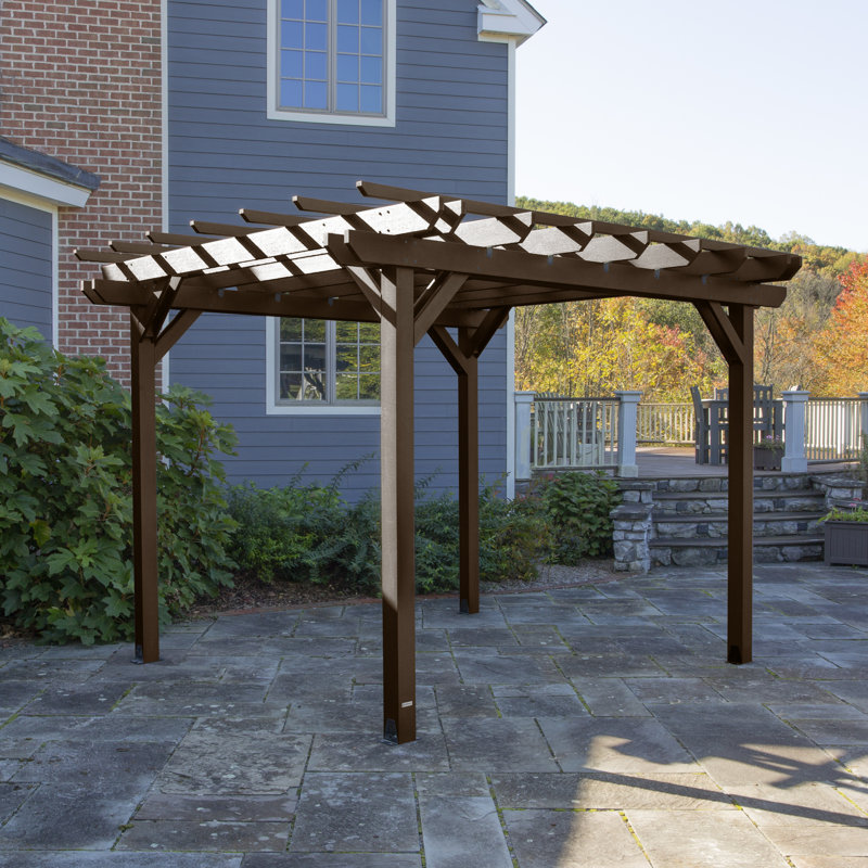 Bodhi Plastic Pergola, Weathered Acorn, 10 ft. W x 12 ft. D