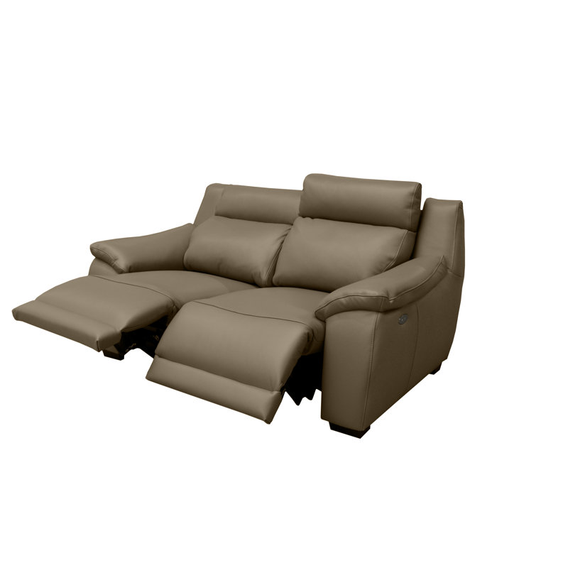 Layahna 169Cm Genuine Leather Pillow Top Arm Reclining Sofa, Brown