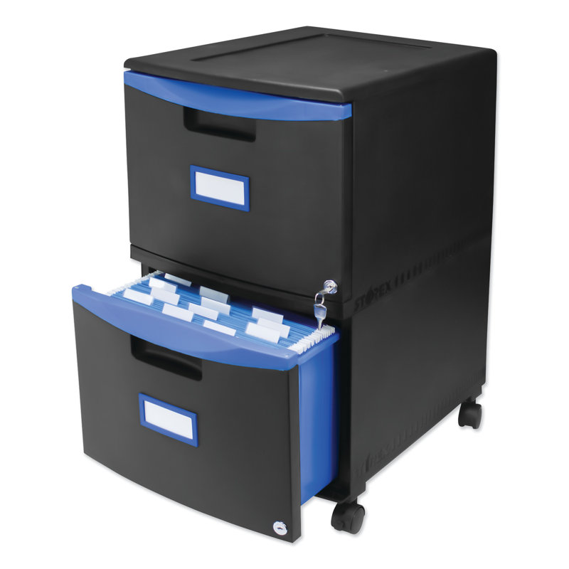 Mesvin 14.75'' Wide 2 -Drawer Mobile File Cabinet, Blue