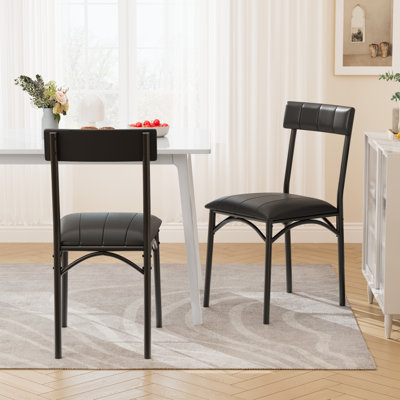 47.75cm H Tufted Upholstered Parsons Chair in Black