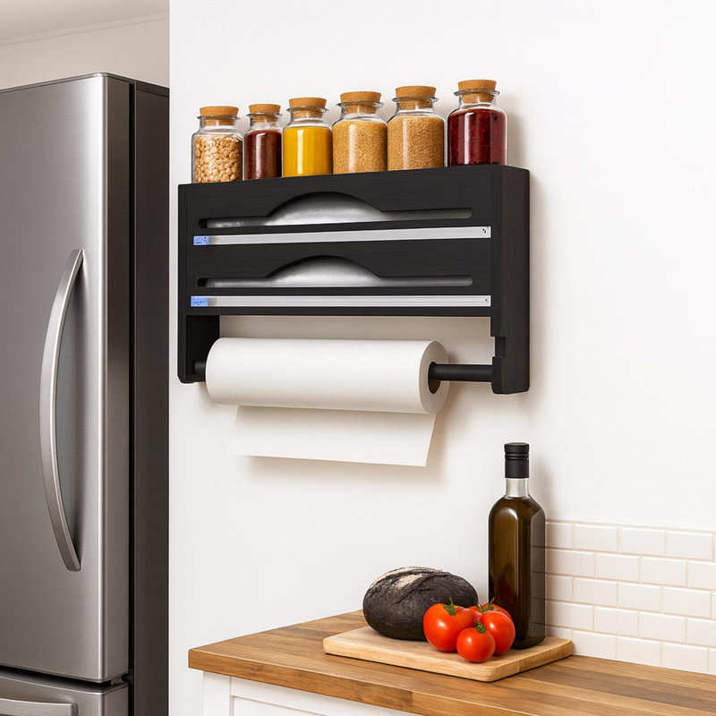 Bamboo Paper Towel Holder, Black
