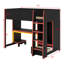 Lit mezzanine en bois avec bureau, garde-robe, DEL et tiroir-969395262