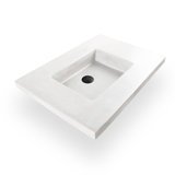 Newterra Concrete Handmade Rectangular Semi-Recessed Vessel Bathroom Sink
