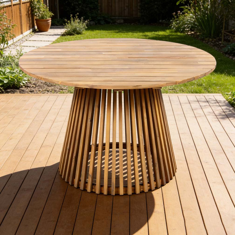 Table de salle à manger en bois 47,25 pouces, Teck clair