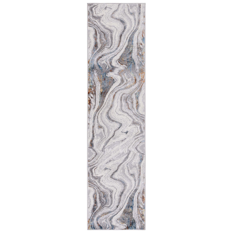 Tapis gris / bleu Alohi 211, Tapis de couloir 2 pi x 8 pi
