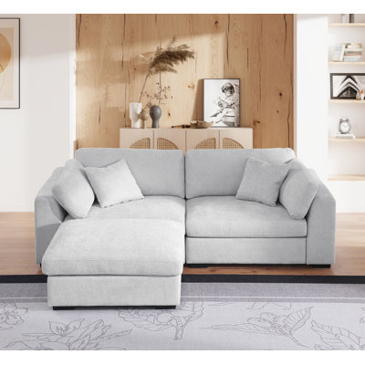 Upholstered Deep Seat Sofa with Ottoman