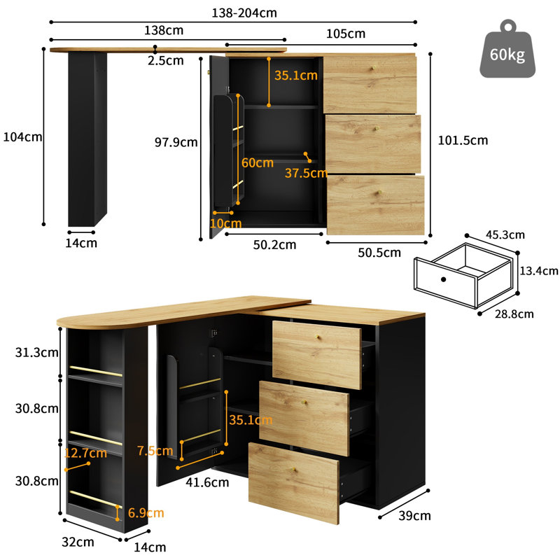 39cm Sideboard with Bar Hutch