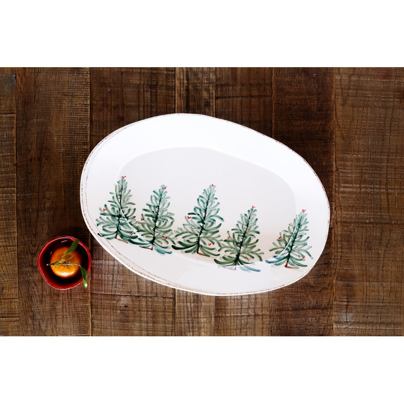 Lastra Holiday Stoneware Platter, 13.5" L x 10" W