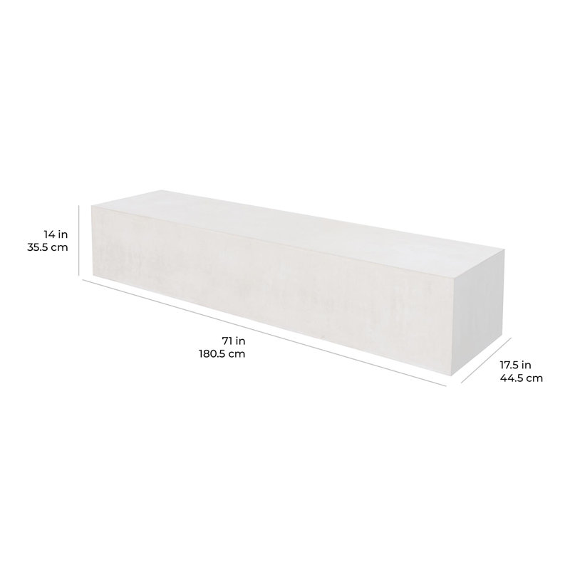 Ebony White Concrete Outdoor Bench 71"