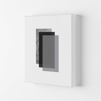 Geometric Grey and Black Rectangles 1 Piece Wall Art