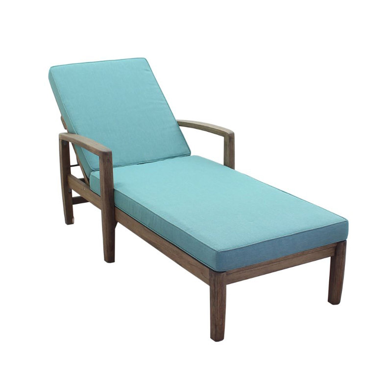 Chaise longue inclinable en teck avec coussin courtyard Shivers