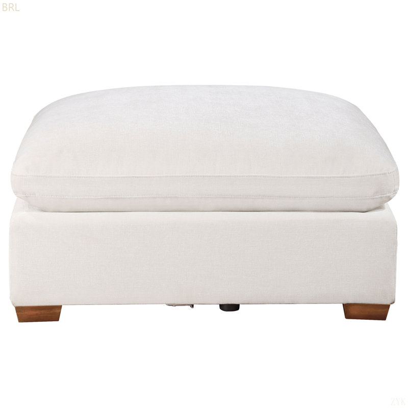Ivory Upholstered Ottoman(only Ottoman!!!!), Brown, Ivory