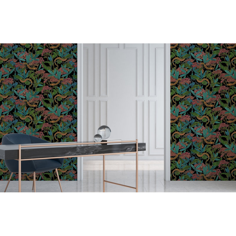 Floral Wallpaper Double Roll, Jade