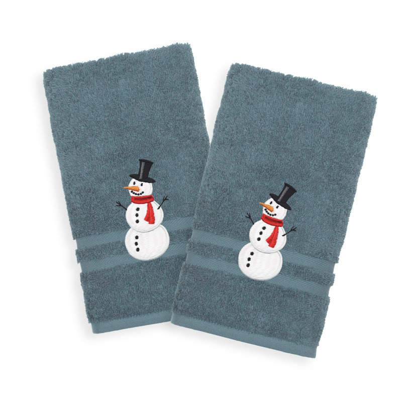 Snowman Turkish Cotton Hand Towel, Denzi Blue