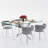 Clear Rectangle Pedestal Dining Set with Weaven Velvet Dininig Chair-1059892366-1059892360-1059892349