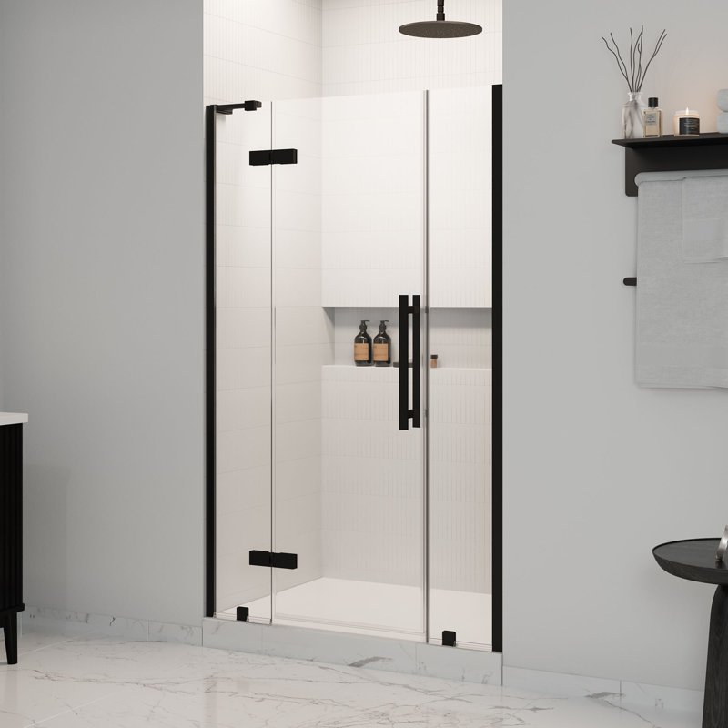 OVE Decors Tampa 45 11/16 To 48 1/16 In. W X 72 In. H Alcove Frameless Pivot Hinge Shower Door , 2025, Black