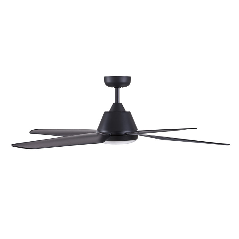 Aria 52in 4-Blades Indoor/Outdoor Ceiling Fan with Remote Control and Light, Black