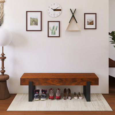 59.06" Wide Entryway Bench With Metal Legs