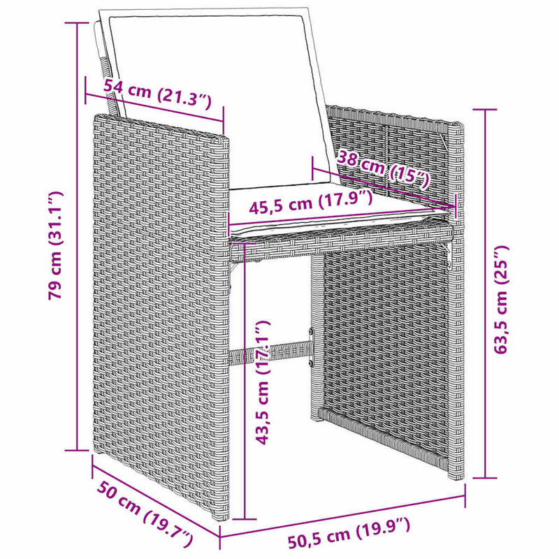 4 - Person Patio Dining Set with Rectangular Table , Cushions Included, Light Grey, Grey