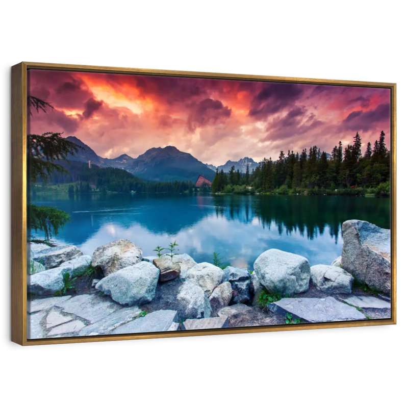 Lac Tatra, 46 po x 31 po, Cadre flottant doré