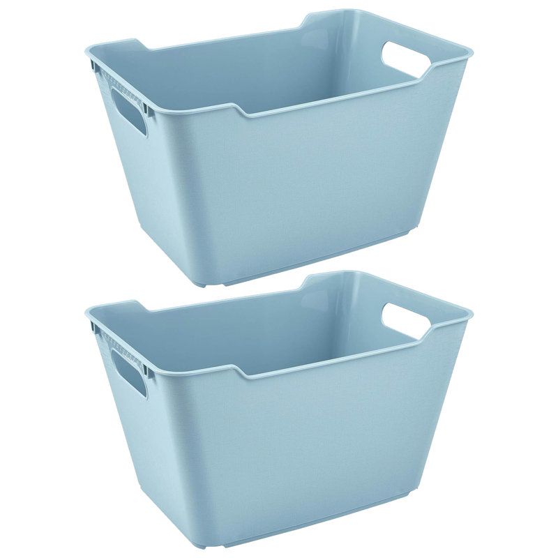Set of 2 Storage Box Textured Surface, Blue, 12L