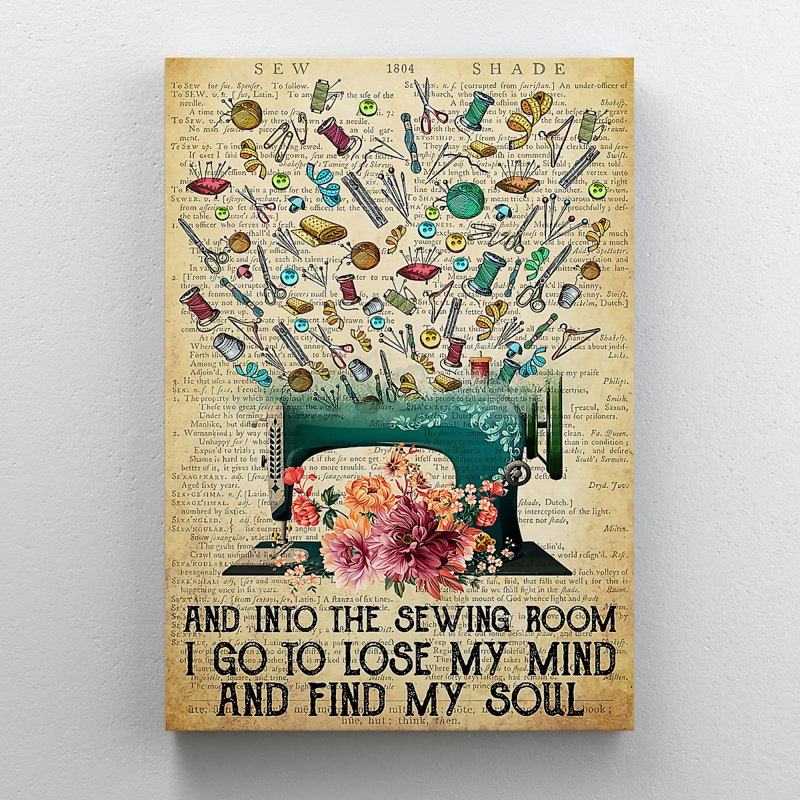 «A Beautiful Sewing Machine», impression sur toile tendue, H 20 po x l 16 po x P 2 po