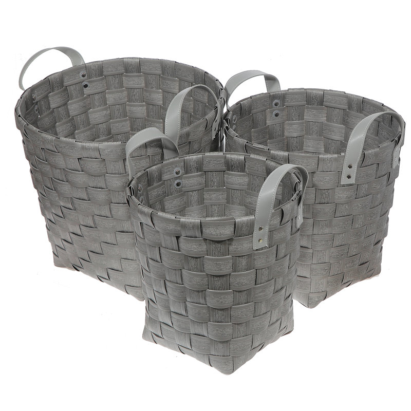 Plastic Laundry Hamper with Handles, Gray