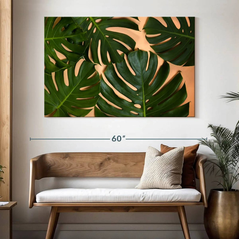 Décoration feuilles Monstera, H 34 po x l 51 po