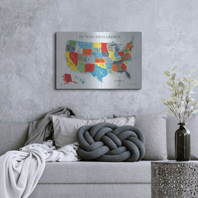 «Us Map» par Farida Zaman, art mural en métal, 36 po x 24 po