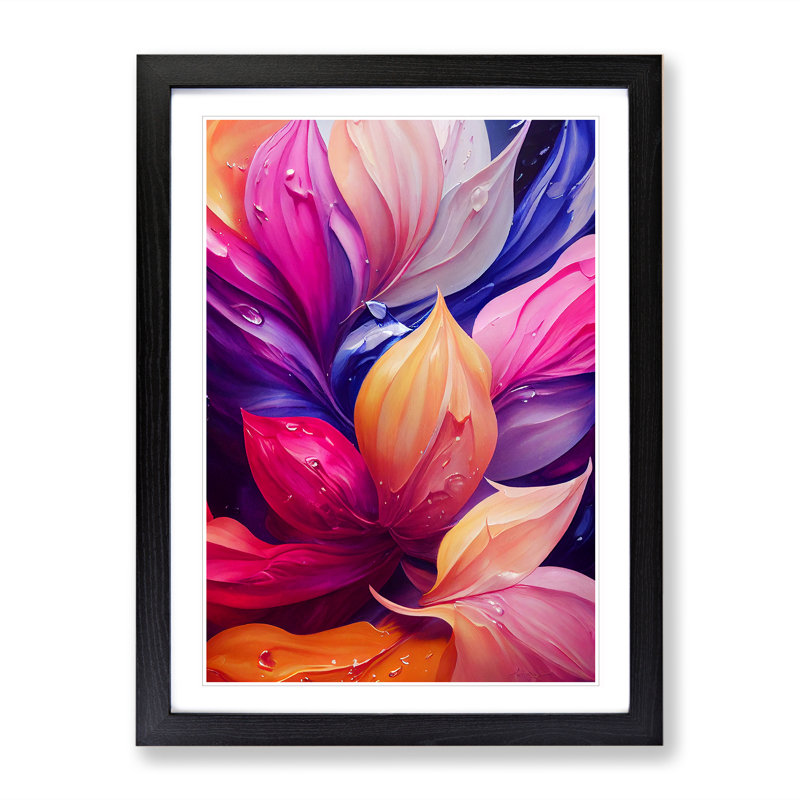 XV1022-4932X Vibrant Flowers No.7 - Print, Black Framed Paper, 66cm H x 48cm W, White