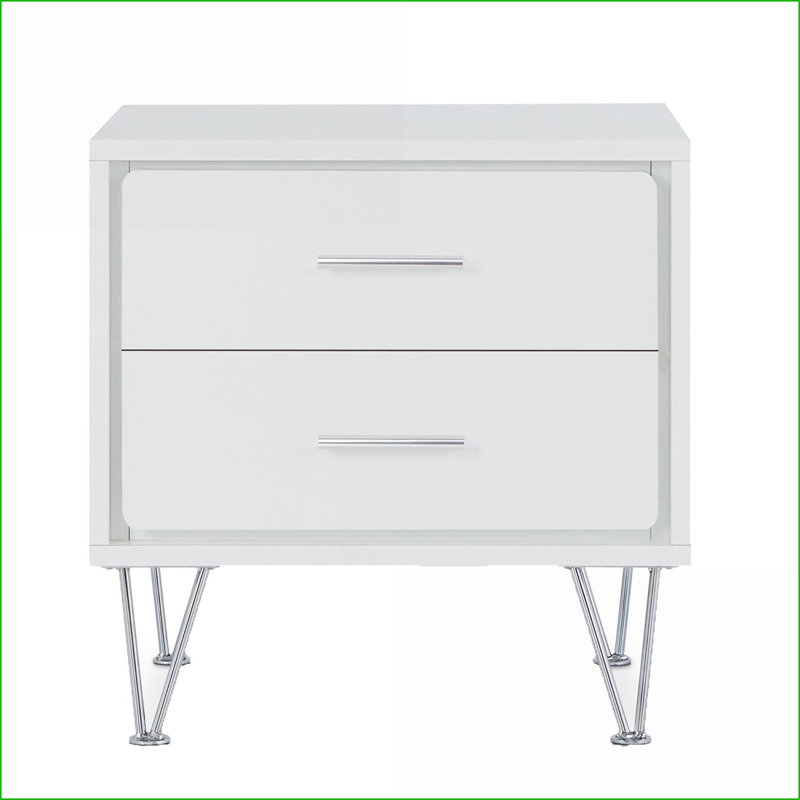 Table basse blanche moderne à 2 tiroirs avec pieds en épingle à cheveux - Rangement peu encombrant pour le salon