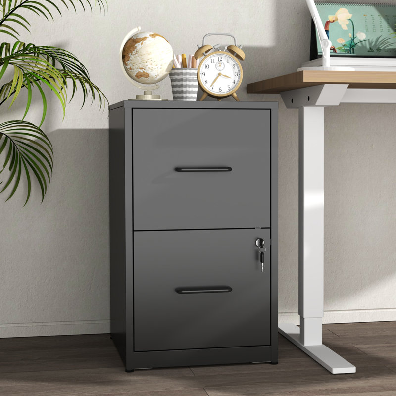 2-Drawer Metal Vertical Filing Cabinet - Sturdy Steel Storage for Home Office, Printer Stand, A4/Letter Size, Black