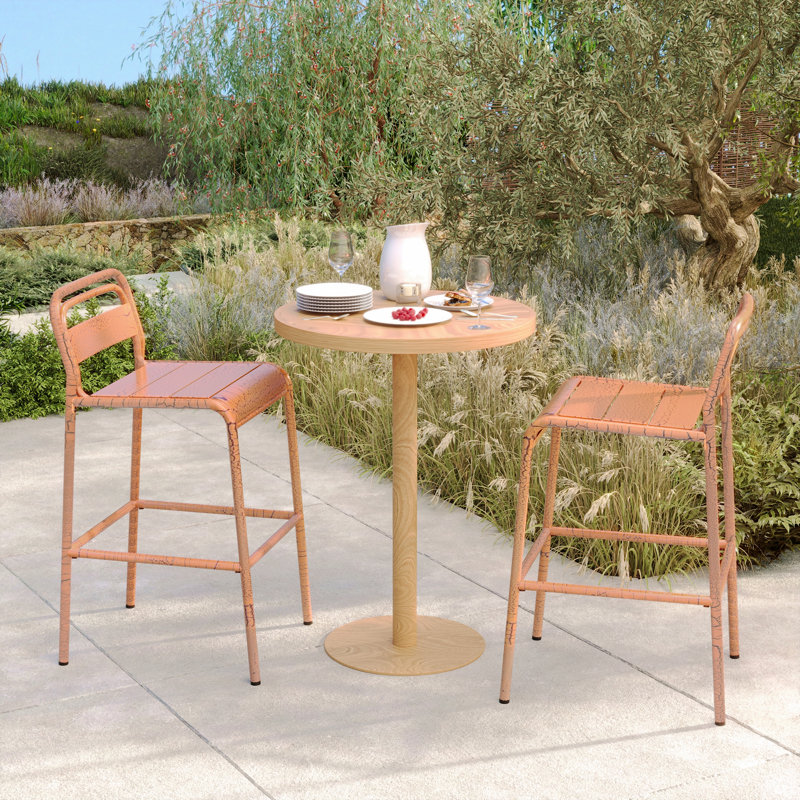 Ensemble de 2 tabourets de bar d'extérieur, Orange