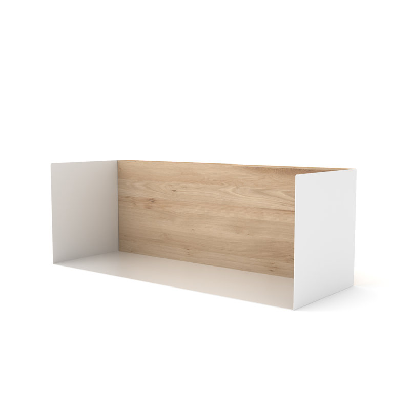 U Oak Solid Wood Accent Shelf, 5.9" H x 27.6" W x 5.9" D, White