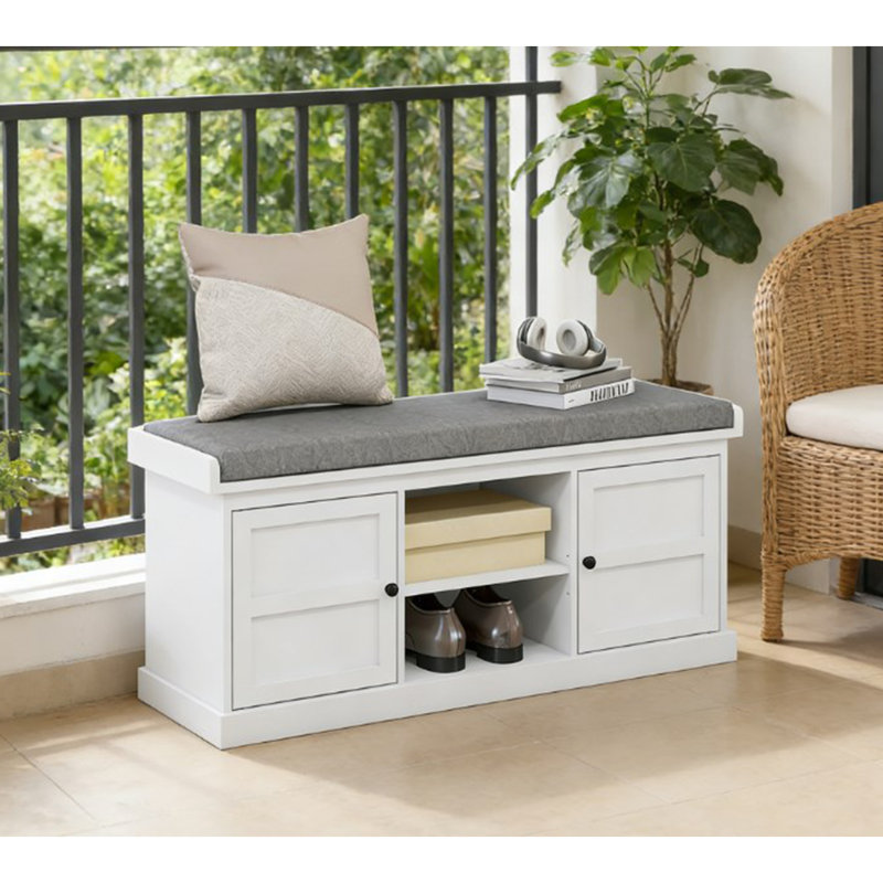 Banc d'entrée, banc de rangement pour chaussures avec siège rembourré