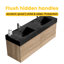 Meuble-lavabo en chêne brut de 60 po (30 po * 2) avec lavabo à surface solide noir mat et tiroirs souples, fixation murale flottante-134281421-134281424-134281425