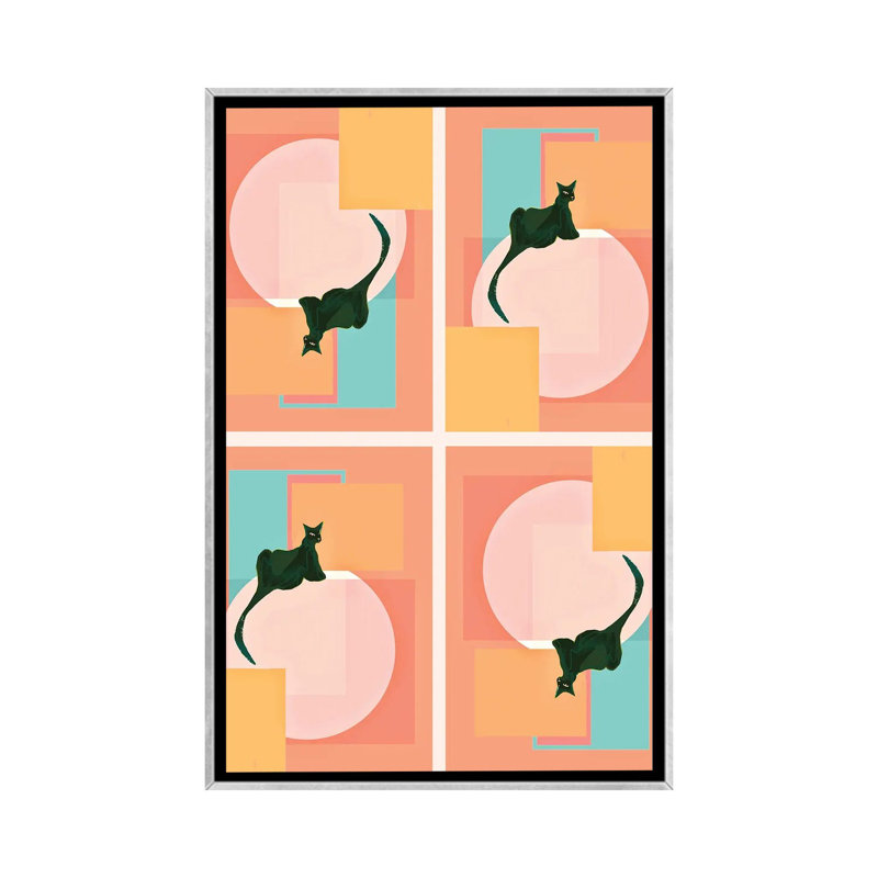 «Tangerine Geometric Jaguar», reproduction d'art sur toile encadrée, H 26 po x l 18 po, Argent argent