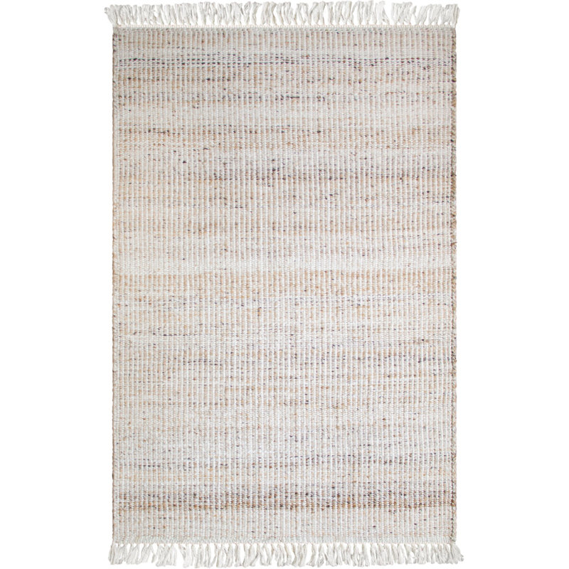 Tapis intérieur / extérieur beige tissé à plat à la main Biscotti, Rectangle 2 pi 6 po x 5 pi