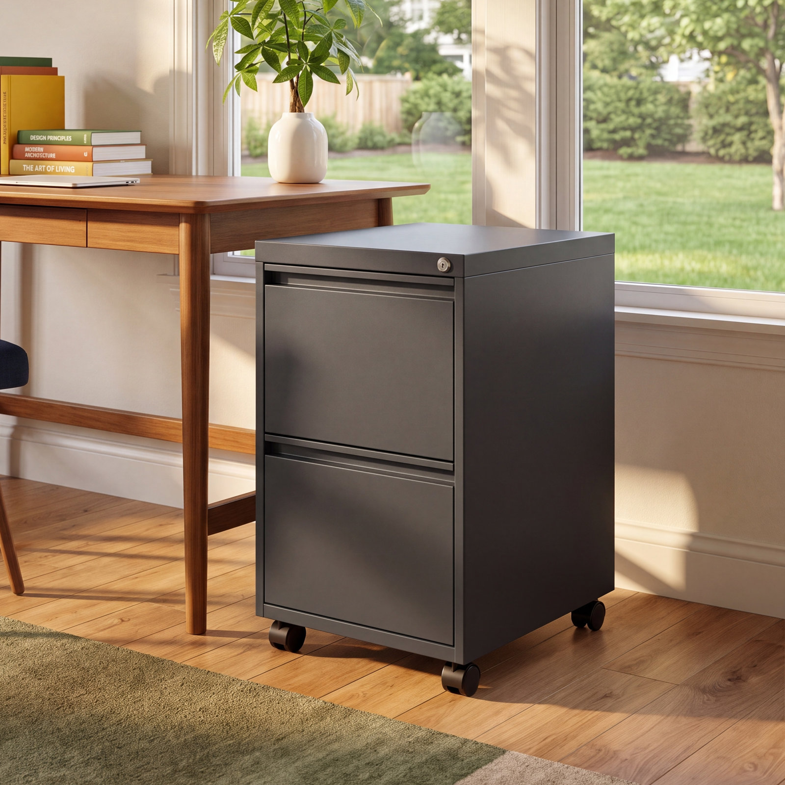 Small 2-Drawer Vertical Filing Cabinet, Charcoal