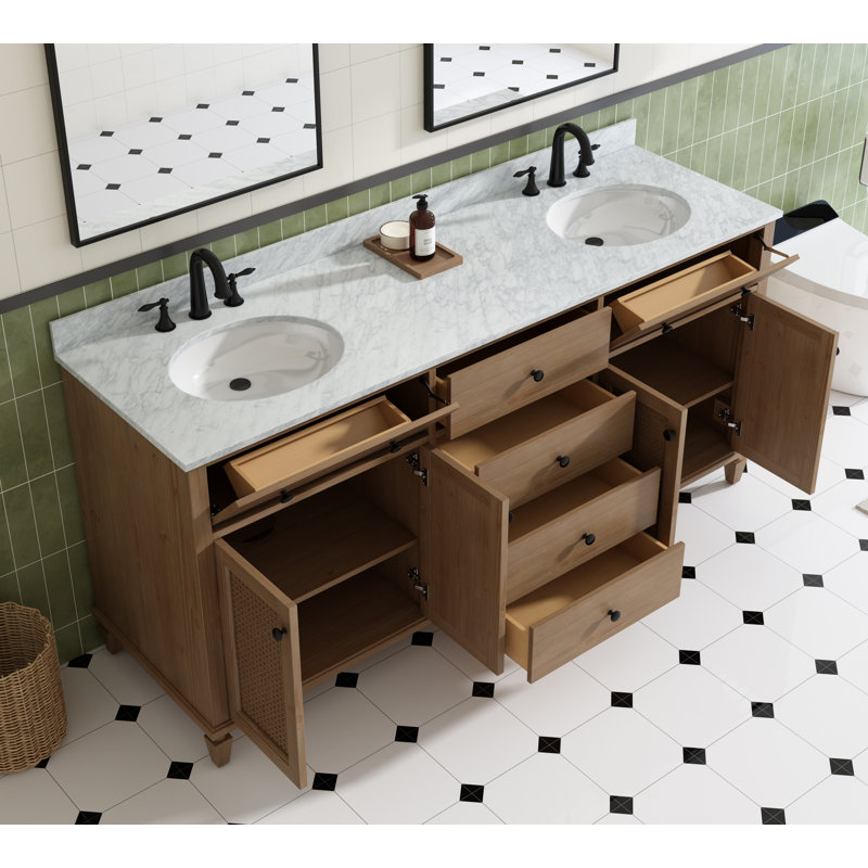 Meuble-lavabo simple 72 po avec lavabo encastré blanc Maxbano Farmhouse