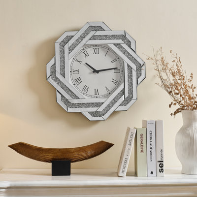Art Deco Mirrored Wall Clock with Roman Numerals