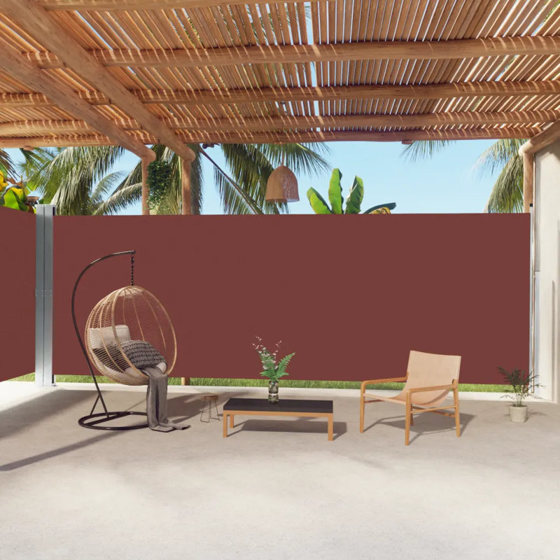 Dakota Fields 1000cm W x 220cm D Plastic Cover Motorised Retractable Side Awning, 220cm H x 1000cm W x 220cm D, Brown