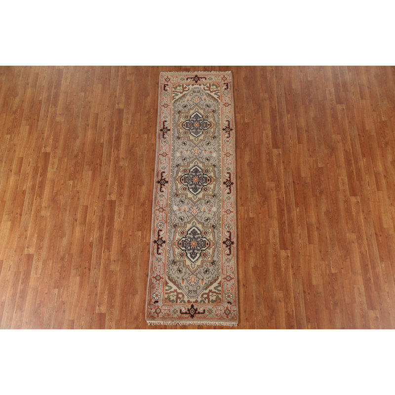 Tapis de couloir géométrique en laine 3x8