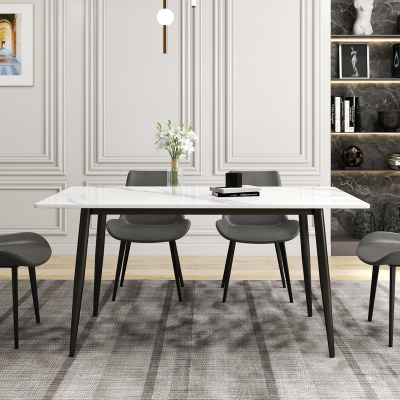 Grande table de salle à manger Juvan, Blanc neige, H 29,21 po x L 31,49 po x l 62,99 po