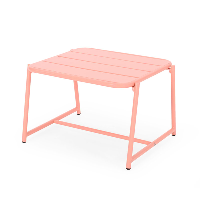 Table d'appoint matte pour l'extérieur en corail, métal avec panneaux de lattes et panneau de construction moderne