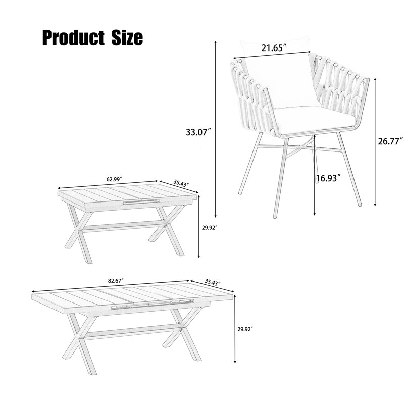 Ensemble de table et chaises Alfresco - gris naturel