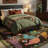 Oriental Animal Print with Tropical Botanical Floral Machine Washable Area Rug-1348866752-1348866757