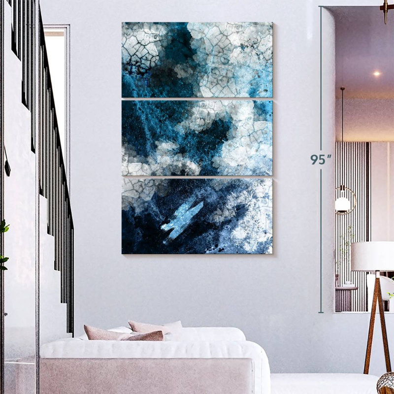 Avery Navy White Abstract, 74" H x 48" W