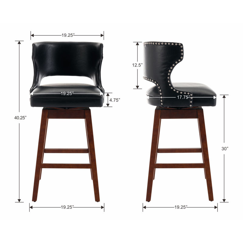Tabouret de bar pivotant 30 po Sigmund, Noir