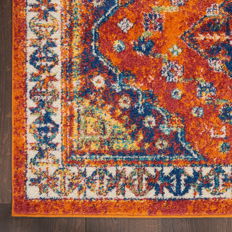 Bohemian Spirit Orange Diamond Synthetic 5'3" x 7'3" Area Rug